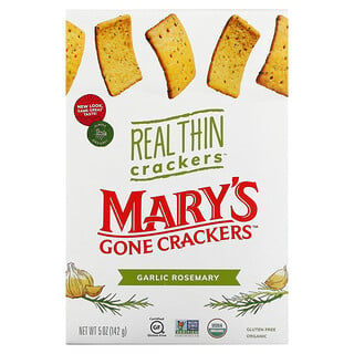 Mary's Gone Crackers, Real Thin Crackers، الثوم وإكليل الجبل، 5 أونصات (142 جم)