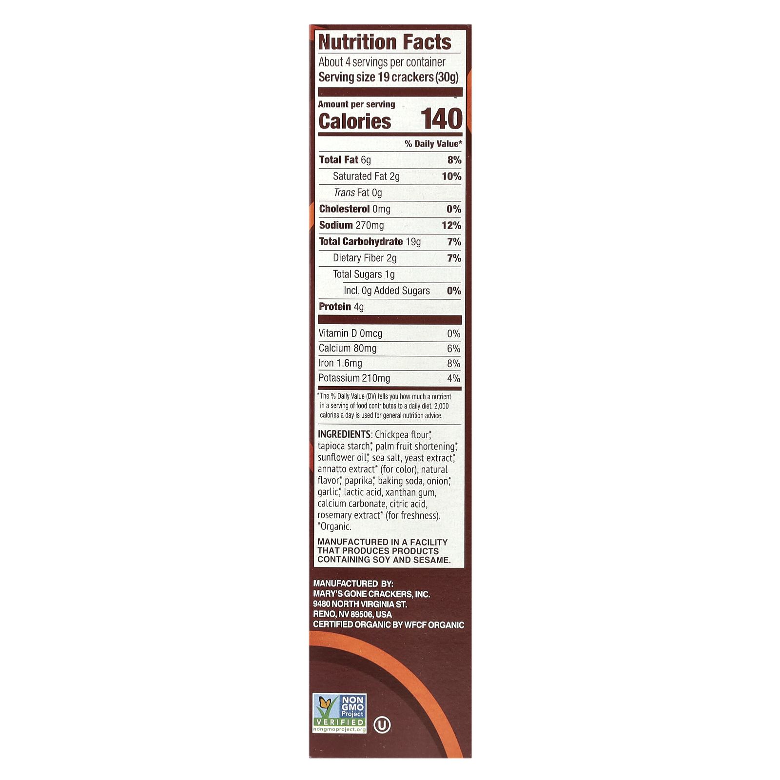 Organic Mary's Gone Cheezee™ Crackers, Cheddar, 4.25 oz (120 g) - Picture 2 of 2