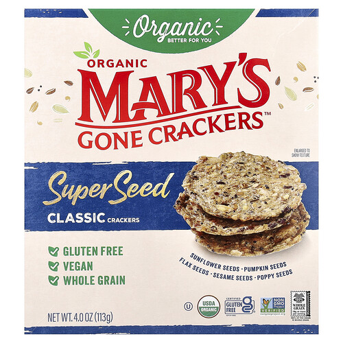 Mary's Gone Crackers Organic Super Seed Crackers, Classic, 4 oz (113 g)