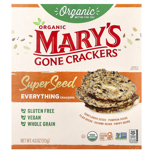 Mary's Gone Crackers Organic Super Seed Crackers, Everything, 4 oz (113 g)
