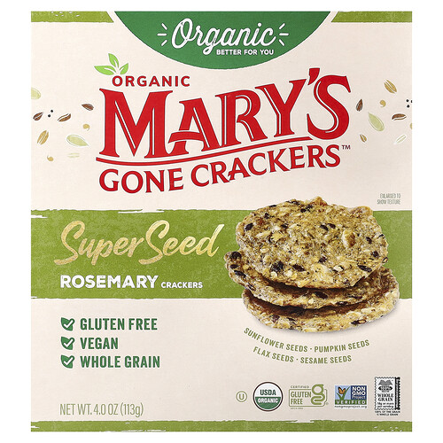 Mary's Gone Crackers Organic Super Seed Crackers, Rosemary, 4 oz (113 g)