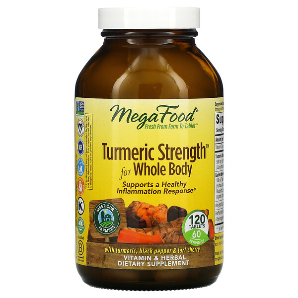 MegaFood‏, Turmeric Strength לגוף כולו, 120 טבליות