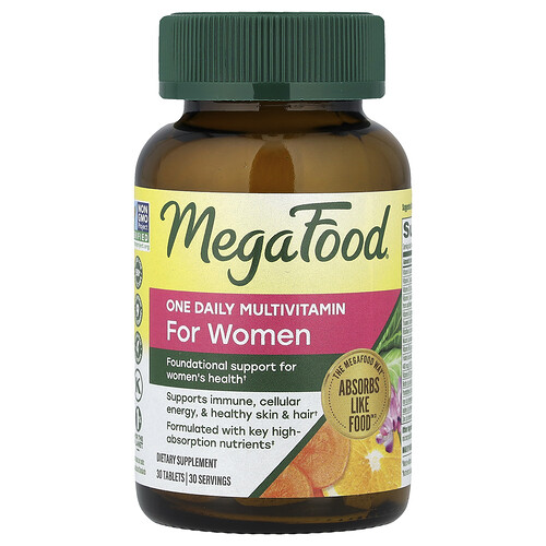 MegaFood, Suplemento multivitamínico de una ingesta diaria para mujeres, 30 comprimidos