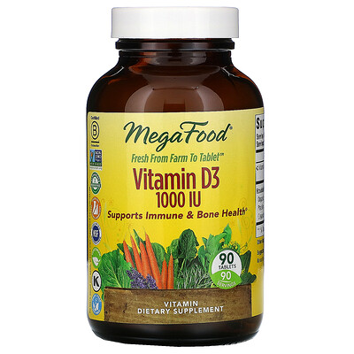 MegaFood витамин D3, 1000 МЕ, 90 таблеток