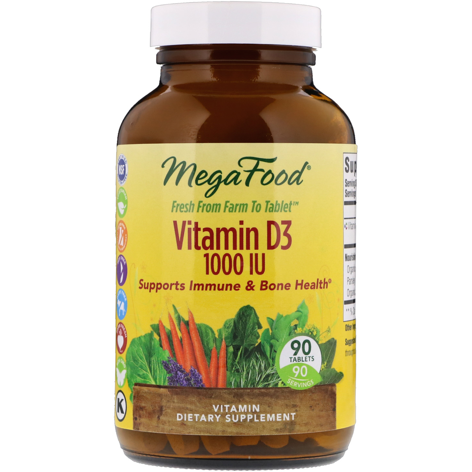 Details About Megafood Vitamin D3 1 000 Iu 90 Tablets Dairy Free Gluten Free Kosher Nsf