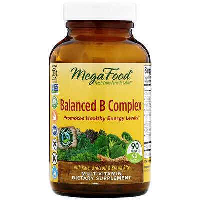 MegaFood Ежедневное питание, Сбалансированный комплекс витаминов группы В, 90 таблеток