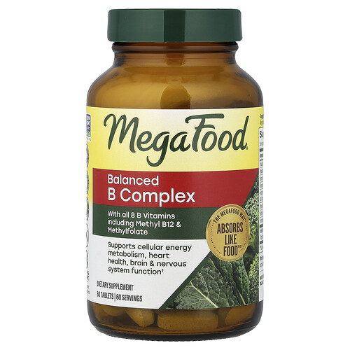 MegaFood, Balanced B Complex, 60 comprimidos
