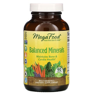 MegaFood, Minerales equilibrados, 90 comprimidos