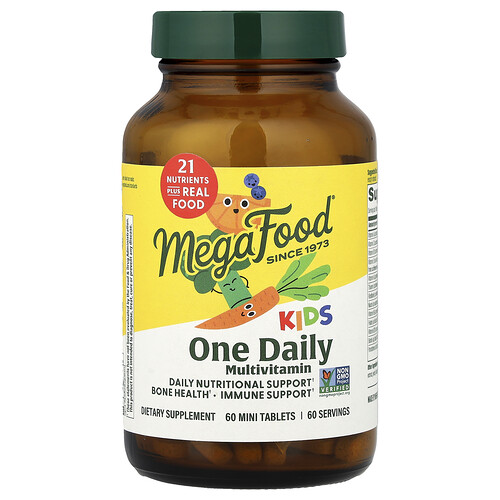 MegaFood, Suplemento multivitamínico de un comprimido diario para niños, 60 minicomprimidos