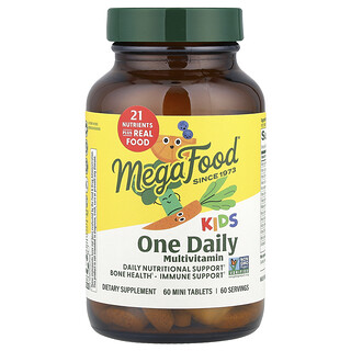 MegaFood, Suplemento multivitamínico de un comprimido diario para niños, 60 minicomprimidos