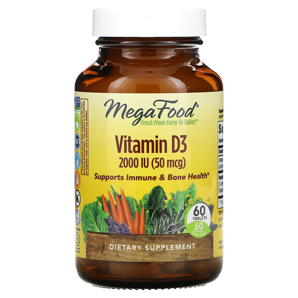 Vitamin D3, 2000 UI, 60 comprimidos
