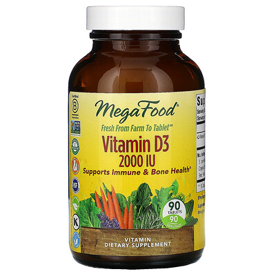 MegaFood витамин D3, 2000 МЕ, 90 таблеток