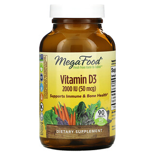 MegaFood, Vitamina D3, 2.000 UI, 90 Comprimidos
