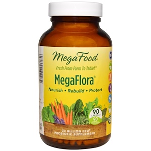 MegaFood, Средство для сохранения микрофлоры MegaFlora, 90 капсул (Ice) 
