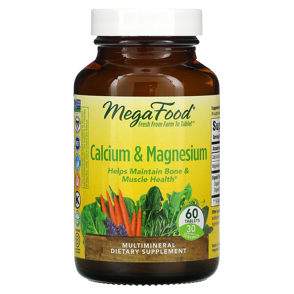 MegaFood‏, Calcium & Magnesium, 60 Tablets