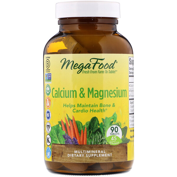MegaFood, Calcium & Magnesium, 90 Tablets