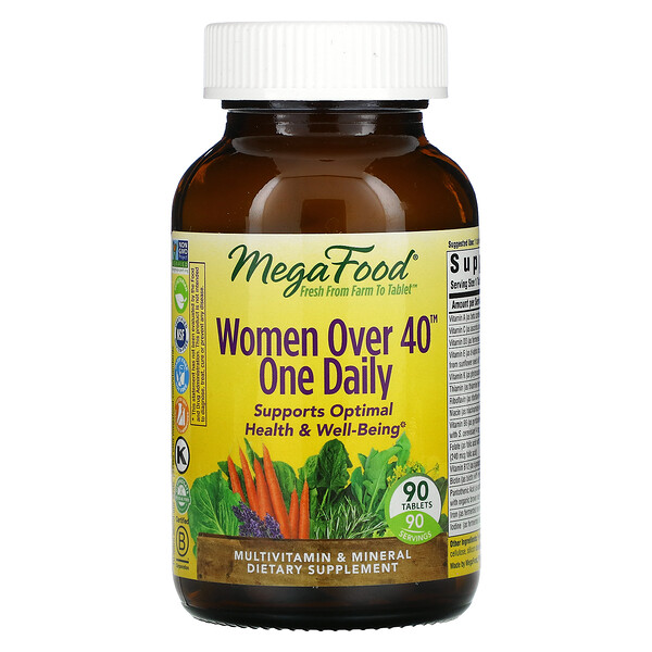 MegaFood, Women Over 40 One Daily, Multivitamine für Frauen ab 40, 90 Tabletten