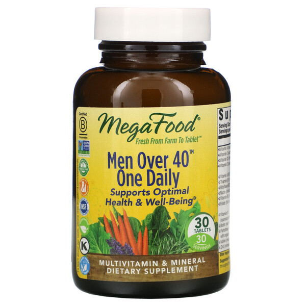 MegaFood, Men Over 40 One Daily, Multivitamine für Männer ab 40, 30 Tabletten