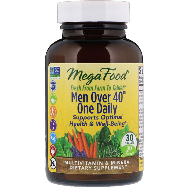 MegaFood, Männer über 40 einmal täglich, Eisenfreie Formel, 30 Tabletten