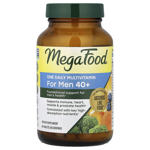 MegaFood, Suplemento multivitamínico de una ingesta diaria para hombres de 40 años en adelante, 60 comprimidos
