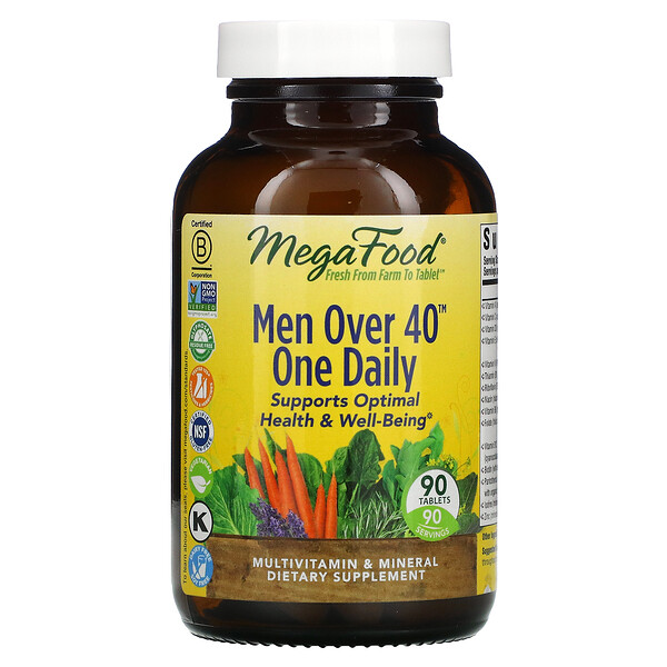 MegaFood, Men Over 40 One Daily, Multivitamine für Männer ab 40, 90 Tabletten