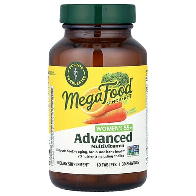 MegaFood, Suplemento multivitamínico avanzado para mujeres mayores de 55 años, 60 comprimidos