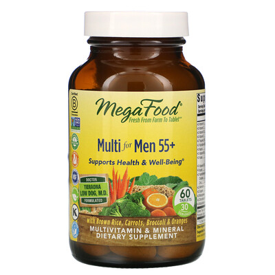MegaFood Multi for Men 55+, мультивитамины для мужчин старше 55 лет, 60 таблеток