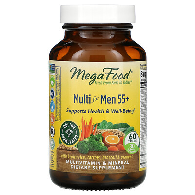 

MegaFood Multi for Men 55+, мультивитамины для мужчин старше 55 лет, 60 таблеток