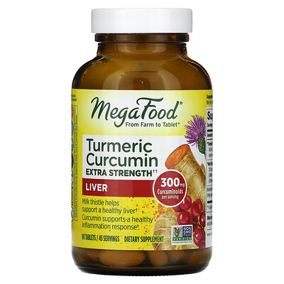 

MegaFood Turmeric Curcumin Extra Strength Liver 150 mg 90 Tablets