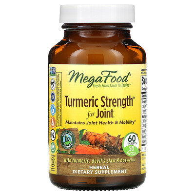 

MegaFood Turmeric Strength, средство для поддержки здоровья суставов, 60 таблеток