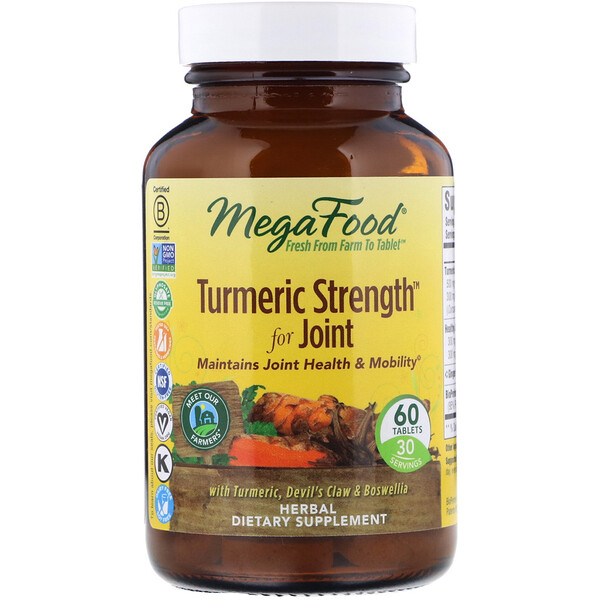 MegaFood, Turmeric Strength Für Gelenke, 60 Tabletten