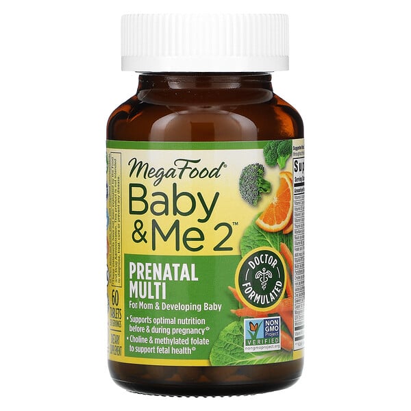 MegaFood, Baby & Me 2, витамины для беременных, 60 таблеток