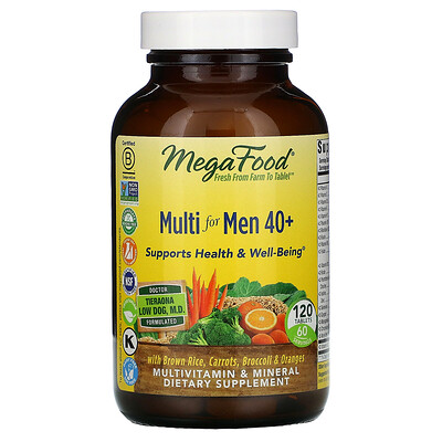 MegaFood Multi for Men 40+, комплекс витаминов и микроэлементов для мужчин старше 40 лет, 120 таблеток