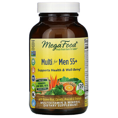 MegaFood Multi for Men 55+, комплекс витаминов и микроэлементов для мужчин старше 55 лет, 120 таблеток