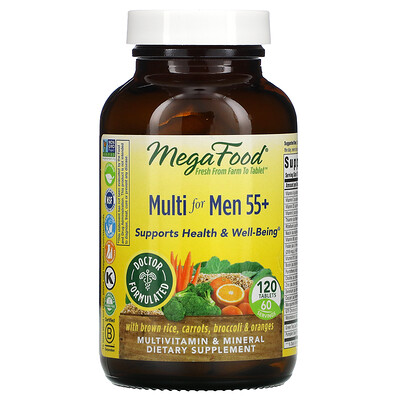 

MegaFood Multi for Men 55+, комплекс витаминов и микроэлементов для мужчин старше 55 лет, 120 таблеток