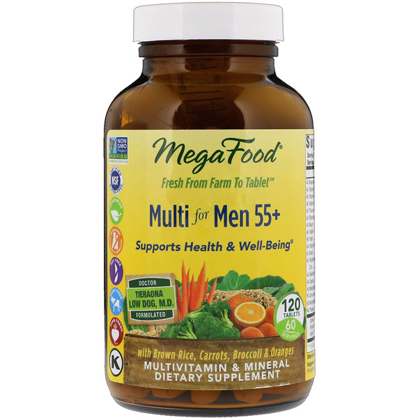 MegaFood, ÐÑлÑÑивиÑамин Ð´Ð»Ñ Ð¼ÑжÑин Ð¾Ñ 55 леÑ, 120 ÑаблеÑок