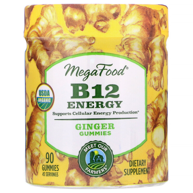 MegaFood, B12 Energy, Ginger, 90 Gummies iHerb