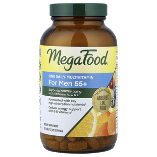 MegaFood, Suplemento multivitamínico de una ingesta diaria para hombres mayores de 55 años, 120 comprimidos