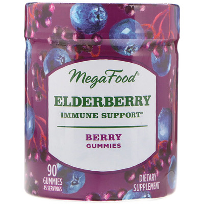 

MegaFood Бузина, поддержка иммунитета, ягода, 90 жевательных таблеток