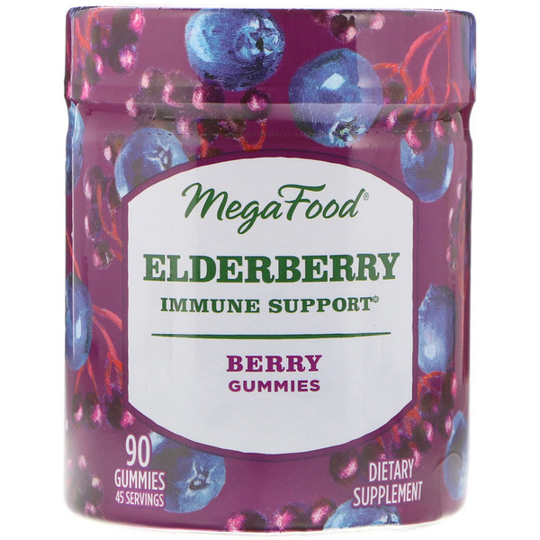 MegaFood, Бузина, поддержка иммунитета, ягода, 90 жевательных таблеток