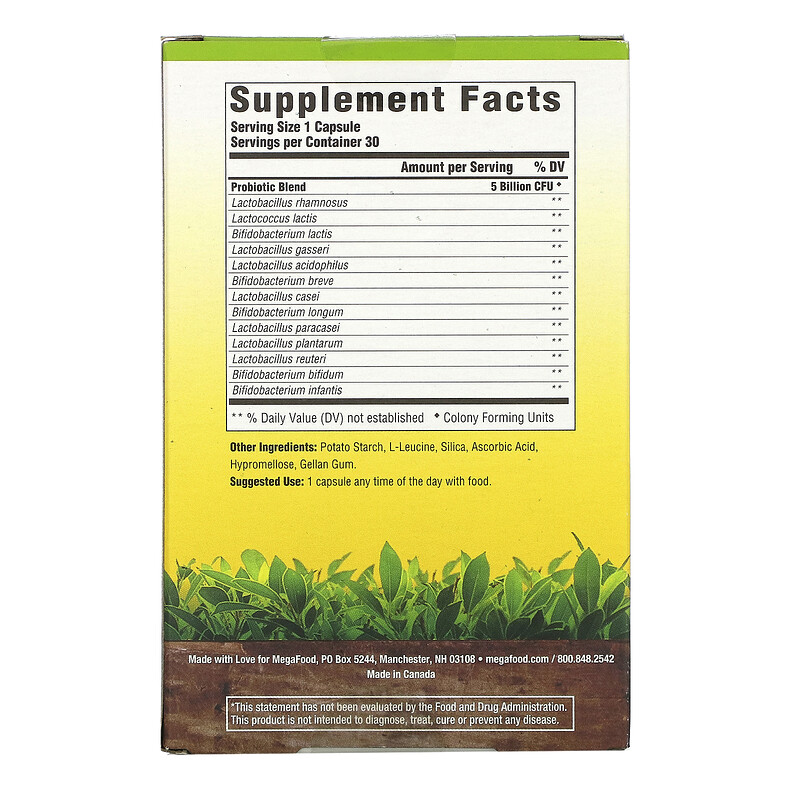 MegaFood, Probiotic Supplement, Digestive Heath, 30 Capsules iHerb