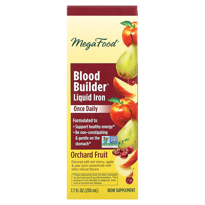 

MegaFood, Blood Builder Liquid Iron, Once Daily, Orchard Fruit, 7.7 fl oz (230 ml)