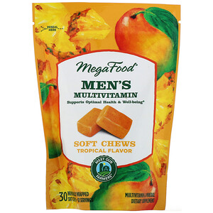 Мегафудс, Men's Multivitamin Soft Chews, Tropical Flavor, 30 Individually Wrapped Soft Chews отзывы