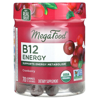 MegaFood, B12 Energy, Arándano rojo, 70 gomitas