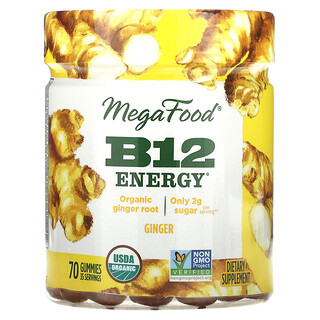MegaFood, B12 Energy, имбирь, 70 жевательных таблеток