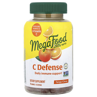 MegaFood, C Defense, Agrumes acidulés, 70 gommes