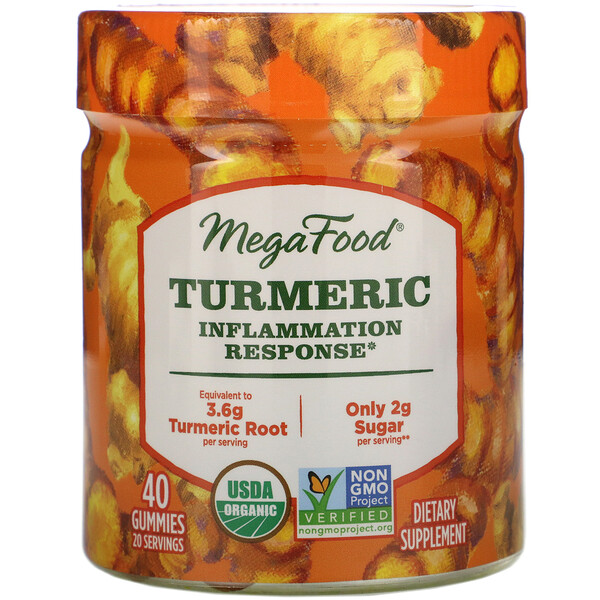MegaFood‏, Turmeric, Inflammation Response, 40 Gummies