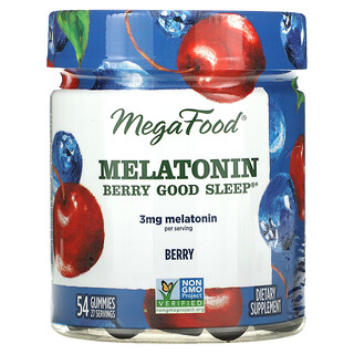 MegaFood, 褪黑荷爾蒙漿果優化睡眠質量，漿果味，1.5 毫克，54 粒軟糖
