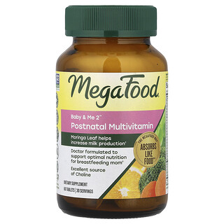 MegaFood, Baby & Me 2™, Multivitamin til fødslen, 60 tabletter