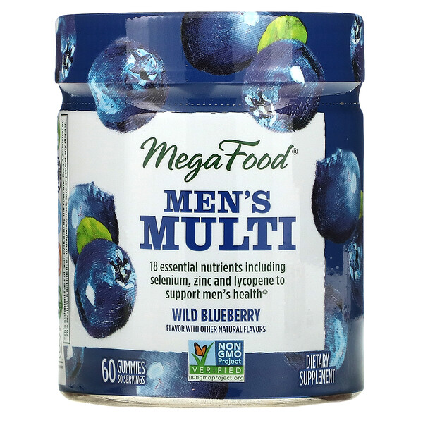 男性多維生素，野生藍莓味，60 粒軟糖
